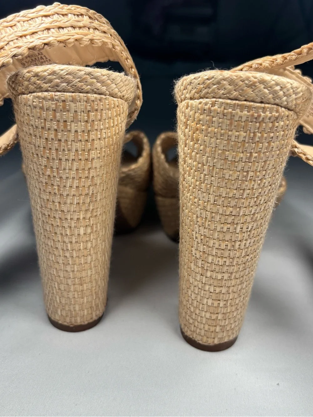 Jessica Simpson JP Priella 2 Woven Platform Ankle Strap Heels in Natural
